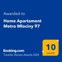 Certifikát, ocenenie alebo iný dokument vystavený v ubytovaní Home Apartament Metro Młociny 97