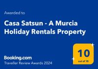 Certifikát, hodnocení, plakát nebo jiný dokument vystavený v ubytování Casa Satsun - A Murcia Holiday Rentals Property