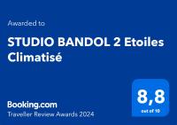 a blue rectangle with the words studio bandol ethics and climate on it at STUDIO BANDOL 2 Etoiles Climatisé in Bandol