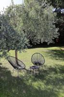two chairs sitting in the grass next to a tree at Un paradis avec piscine au cœur du village in Cassis