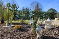 a garden with cacti and a statue in the ground at New ! Pura Vida - Villa familiale récente à Châteauneuf de Grasse in Châteauneuf