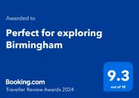 Certifikát, hodnocení, plakát nebo jiný dokument vystavený v ubytování Perfect for exploring Birmingham