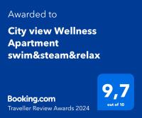 Certyfikat, podpis lub inny dokument wystawiony w obiekcie City view Wellness Apartment swim&steam&relax