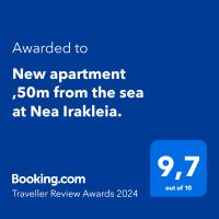 Certifikát, ocenenie alebo iný dokument vystavený v ubytovaní New apartment ,50m from the sea at Nea Irakleia.