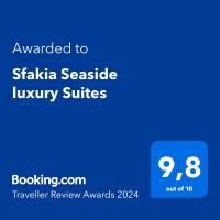 Certifikát, ocenenie alebo iný dokument vystavený v ubytovaní Sfakia Seaside luxury Suites