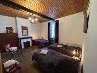 Łóżko lub łóżka w pokoju w obiekcie Maison dans la magnifique village de Montjoi