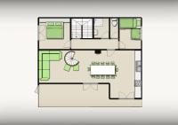 a floor plan of a house with furniture at Chalet Sicoria - Les Congères in Le Grand-Bornand