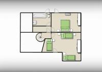 a floor plan of a house with green at Chalet Sicoria - Les Congères in Le Grand-Bornand