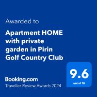 Certifikát, hodnocení, plakát nebo jiný dokument vystavený v ubytování Pirin Golf Apartment HOME with private garden