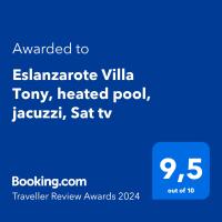 Certifikát, ocenenie alebo iný dokument vystavený v ubytovaní Eslanzarote Eco Villa Tony, heated pool, jacuzzi, Sat tv, Super wifi