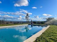 a swimming pool in the grass with a blue sky at Domaine Clos Carron Studio 2 personnes L&#39;Olivier in Saint-Amour-Bellevue
