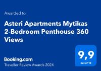 Asteri Apartments Mytikas 2-Bedroom Penthouse 360 Views tanúsítványa, márkajelzése vagy díja