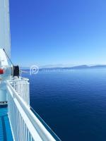 a view of the ocean from the deck of a cruise ship at Villa Tranquility - Walk to the Beach with Infinity Pool in Porto Heli