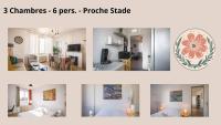 a collage of three pictures of a room at Le May Flower - 3 Chambres - Proche Centre-Ville in Troyes