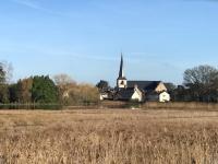 a church with a steeple in a field of grass at Sologne des étangs - Bontens in Saint-Viâtre