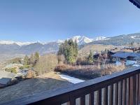 a balcony with a view of a snowy mountain at Appartement Combloux, 3 pièces, 5 personnes - FR-1-560-120 in Combloux