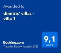 Certifikát, ocenenie alebo iný dokument vystavený v ubytovaní dimitris' villas - villa 1