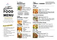 a page of a menu for a food menu at Aiem-Wilai Guesthouse in Surat Thani