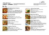 a page of a menu of the lunch dinner at Aiem-Wilai Guesthouse in Surat Thani