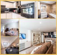 a collage of photos of a kitchen and a living room at Appart T3 Luxe Douvaine in Douvaine
