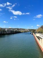 a view of a river with a city in the background at Appt River view next Eiffel Tour &amp; Roland-Garros in Boulogne-Billancourt
