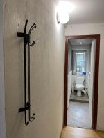 a hallway with a bathroom with a toilet in a room at Appartement à Uriage les Bains. in Vaulnaveys-le-Haut