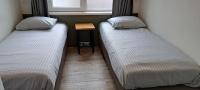 Postel nebo postele na pokoji v ubytování 105,3 appartement 200m van strand