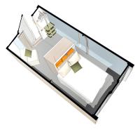 a drawing of a room with a glass table at Les Insolites du vélodrome d&#39;Albert in Albert