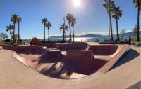 a skate park with a skateboard ramp in front of the beach at 1 Bedroom Awesome Apartment In Le Cannet in Le Cannet