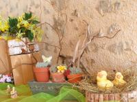 three rubber ducks sitting in a nest next to plants at Gîte Le Bernard, 6 pièces, 10 personnes - FR-1-426-164 in Le Bernard