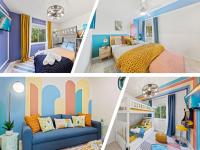 eine Collage mit drei Bildern eines Schlafzimmers in der Unterkunft New Luxury Listing! August sale! in Destin