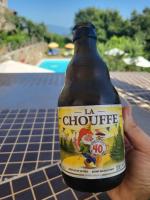 una persona sosteniendo una botella de cerveza en una mesa en Casa Vacanze Baglivo 2, en Casigliano