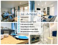 a collage of photos of a living room with a sign at Le matelot - Vue mer - Parking gratuit in Ault