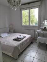 1 dormitorio con cama, lavabo y espejo en Chambre etoile, en Villeurbanne