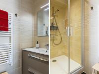 two pictures of a bathroom with a shower and a sink at Gîte Sambin, 4 pièces, 6 personnes - FR-1-491-341 in Sambin