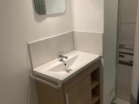 a bathroom with a sink and a mirror at Studio Merville-Franceville-Plage, 1 pièce, 3 personnes - FR-1-487-222 in Merville-Franceville-Plage