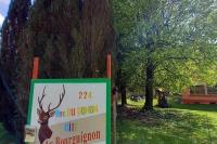 a sign with a picture of a deer in a park at Holiday home in Saint Quirin with garden in Saint-Quirin