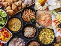 a table with many different types of food on it at Hotel Amsterdam Huis Ten Bosch in Sasebo