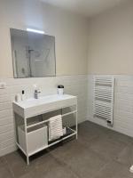 a bathroom with a white sink and a mirror at Résidence CATALINA in Saint-Florent