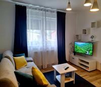 Televízia a/alebo spoločenská miestnosť v ubytovaní Gospic Riverside Apartment