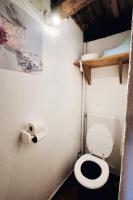 a bathroom with a toilet and a roll of toilet paper at Maison d&#39;une chambre avec jardin clos a Tour de Faure in Tour-de-Faure