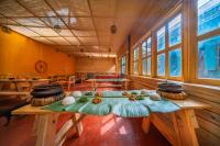 a room with a table with some food on it at Banana Farm Eco Hostel in Arusha