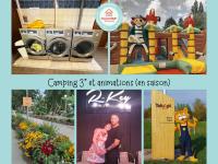 a collage of photos with a picture of a playground at Mobilehome climatisé avec TV pour 4 à 6 personnes in Boofzheim