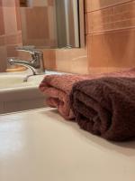 a towel is sitting on a bathroom sink at Denis Apartment in Ždrelac