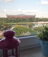 Balkón alebo terasa v ubytovaní WSTApartments Salezego 6 Apartament z widokiem na Stadion Narodowy