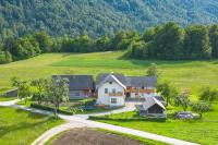 una vista aérea de una casa en un campo verde en Apartments Pr Fajfarju, en Bled