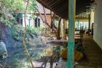 een tuin met een vijver in het midden van een gebouw bij Sama Retreats - Kosgoda in Kosgoda