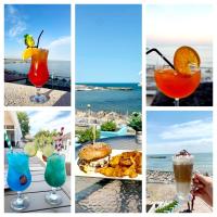 un collage di diverse immagini di bevande e cibo di Hotel Iulia Resort a Venus