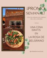 ein Flyer für eine Pizzeria mit einem Bild einer Pizza in der Unterkunft cabañas Villa de las rosas in Villa Las Rosas