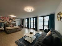 Posezení v ubytování PARADISO 'В' - 107 Panoramic Sea View Large STUDIO Nessebar